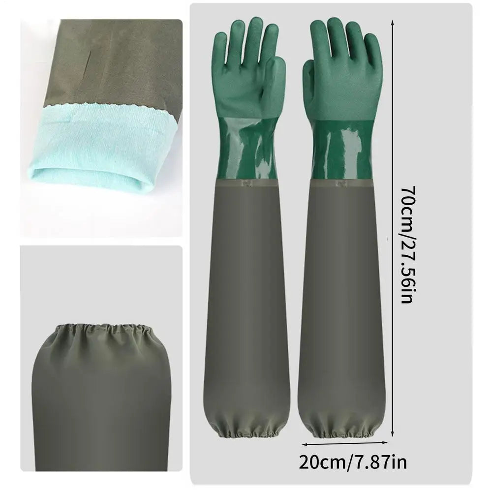 Long Rubber Cleaning Gloves – Waterproof Dishwashing & Garden Rubber Cleaning Gloves Zpaxo Green 1Pairs