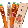 4pcs Cute Cartoon Kawaii Pens Carrot Shaped Gel Pen Design Retractable Tongue Refill Black Ink Pen Office School Stationery Gift Zpaxo 4pcs