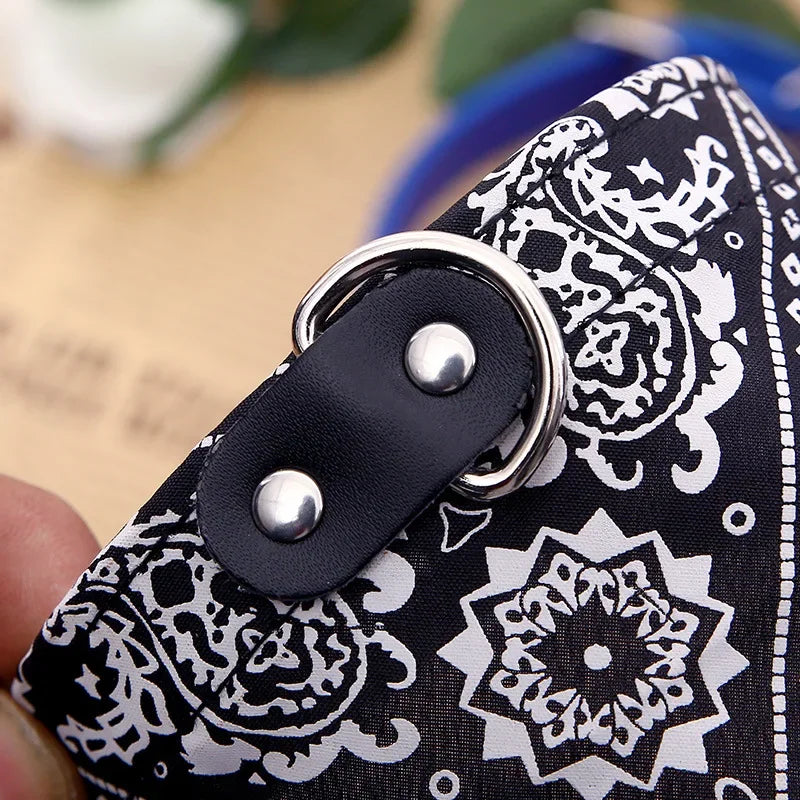 Adjustable PU Polyester Knit Pet Bandana Collar Scarf Saliva Towel
