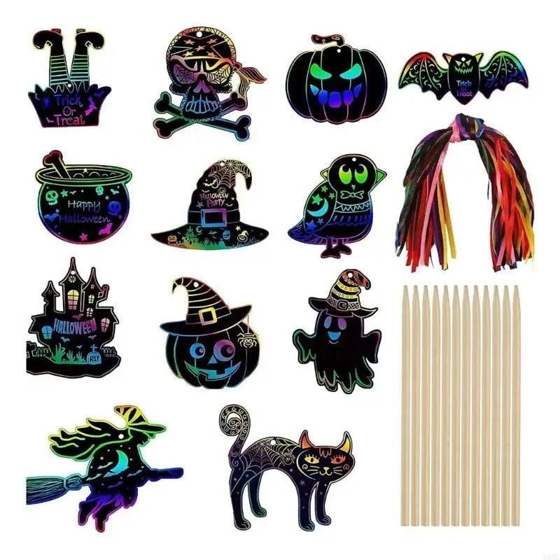 Rainbows Scratch Paper Children Creative Play Halloween Bookmarks
