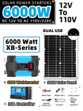 12V To 110V/220V Solar Panel System 600WSolar Panel Battery Charge Controller 6000W Solar Inverter Kit Complete Power Generation Zpaxo Blue110V 6000W