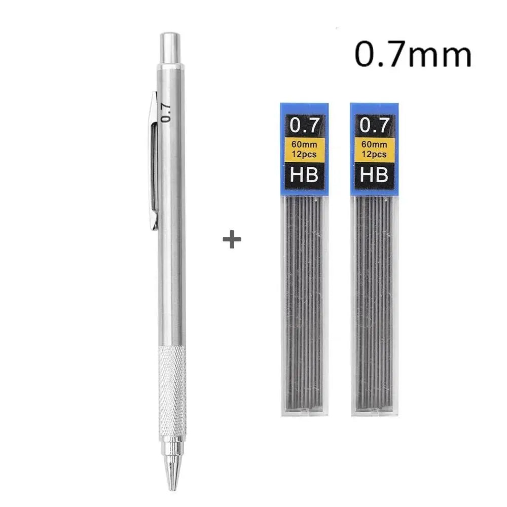 Mechanical Pencil 0.3 0.5 0.7 0.9 1.3 2.0mm 3.0mm Low Center of Gravity Metal Drawing Special Pencil Office School Art Supplies Zpaxo 2Pc 0.7mm Pencil