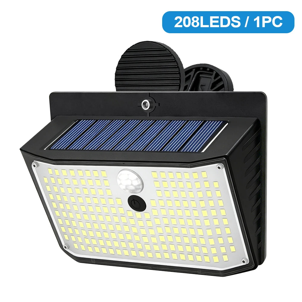 208LED Clip On Solar Wall Lights Outdoor Motion Sensor 3 Lighting Modes IP65 Waterproof Solar Railing Lights For Fence Railing Zpaxo 208LED 1pcs