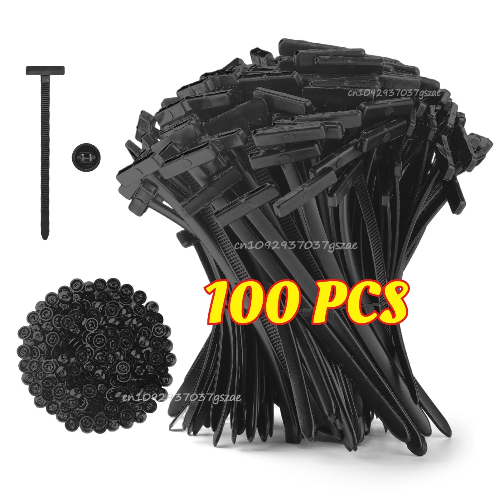 Cables Tie Universal Nylon Tie with Pin Button Fasteners Plastic Self-Locking Motorcycle Car Black Fastening Strap Cable Tie Zpaxo 100pcs