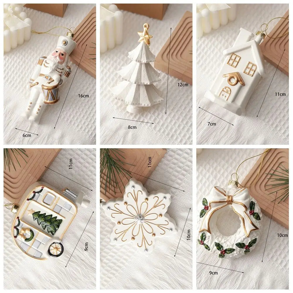 White Christmas Hanging Pendants – Soldier, House & Car Baubles Christmas Ornaments Zpaxo