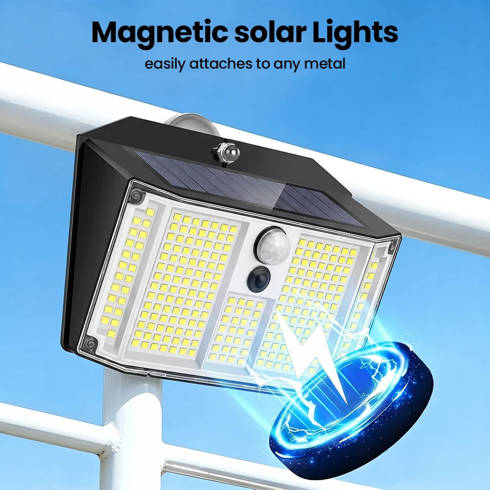 Magnetic Solar Lights Outdoor 268LED Motion Sensor Lights IP65 Waterproof Magnetic Outdoor Camping Lighting For Step Porch Zpaxo