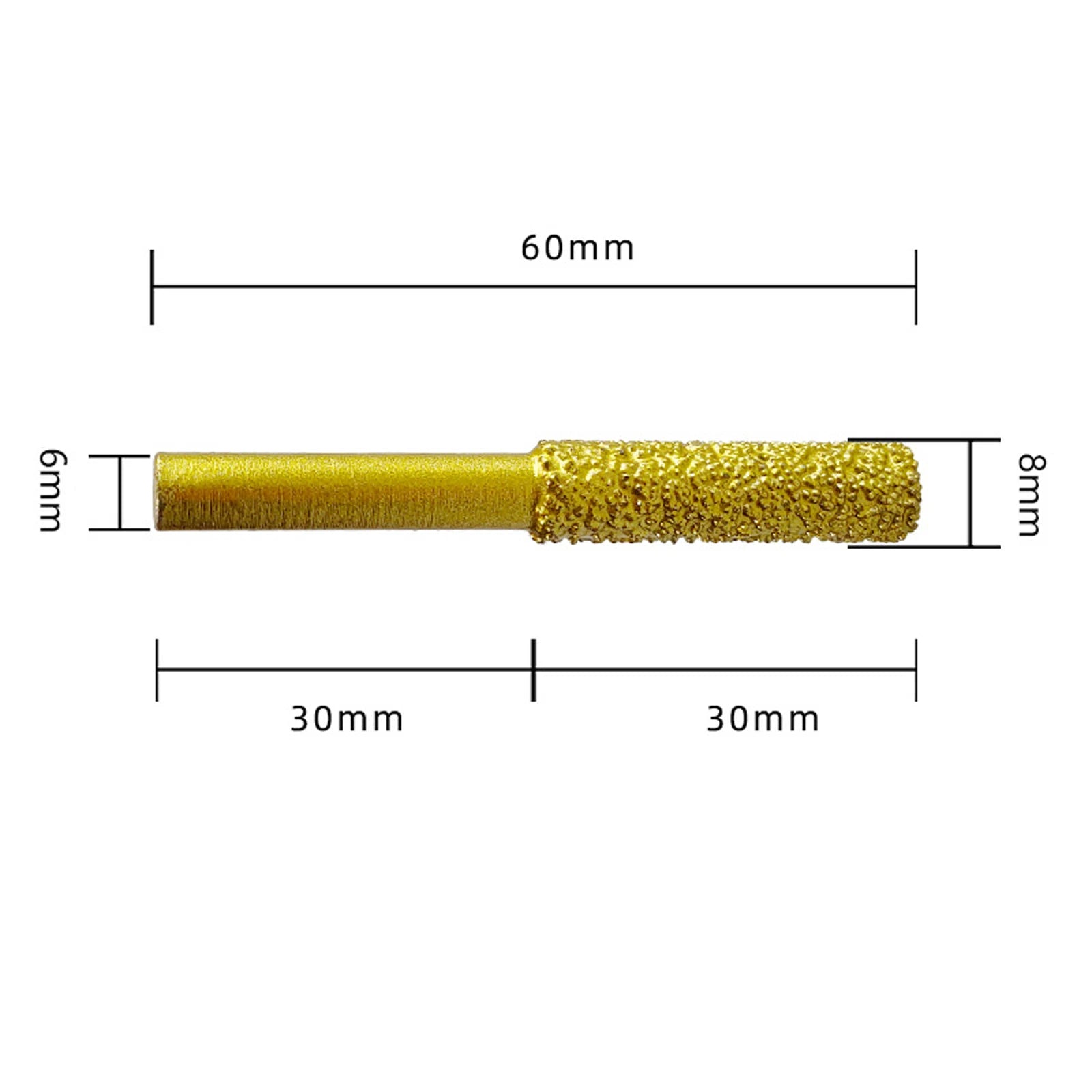 Diamond Grinding Burr Drill Bit 60mm Long Universal Rotary Tool Grinding Bit for Engraving Polishing Stone Carving Metal Zpaxo 8mm -B
