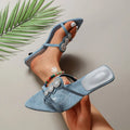 Summer Women's Bohemian Pointed Clip-toe Vintage Fashionable Slippers Zpaxo Blue 35