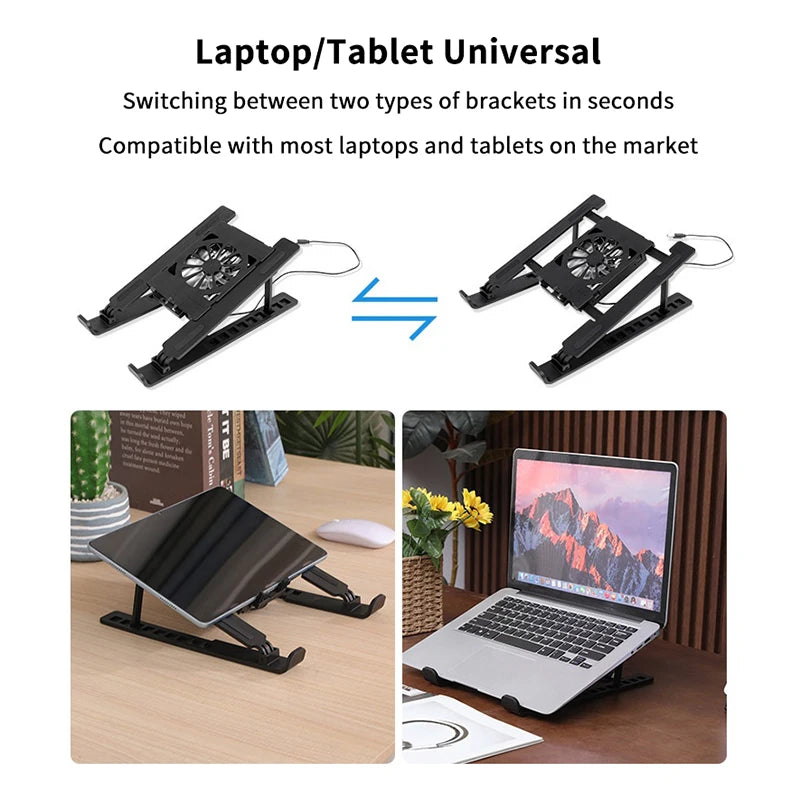 Foldable Laptop Cooling Stand with Fan – Portable Riser
