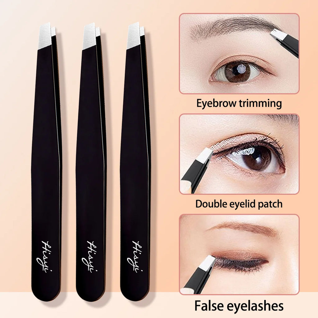HISYI Eyebrow Tweezers Stainless Steel Slanted Clippers Fine Hair Remover Beauty Makeup Tool for Eye Brow Hair Removal Zpaxo
