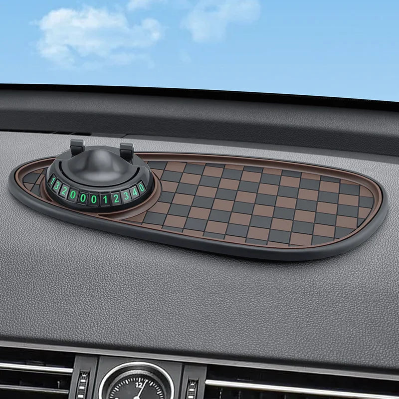 Car Dashboard Anti-Slip Mat, 360° Phone Holder & Parking Pad Dashboard Phone Organizer Zpaxo Brown
