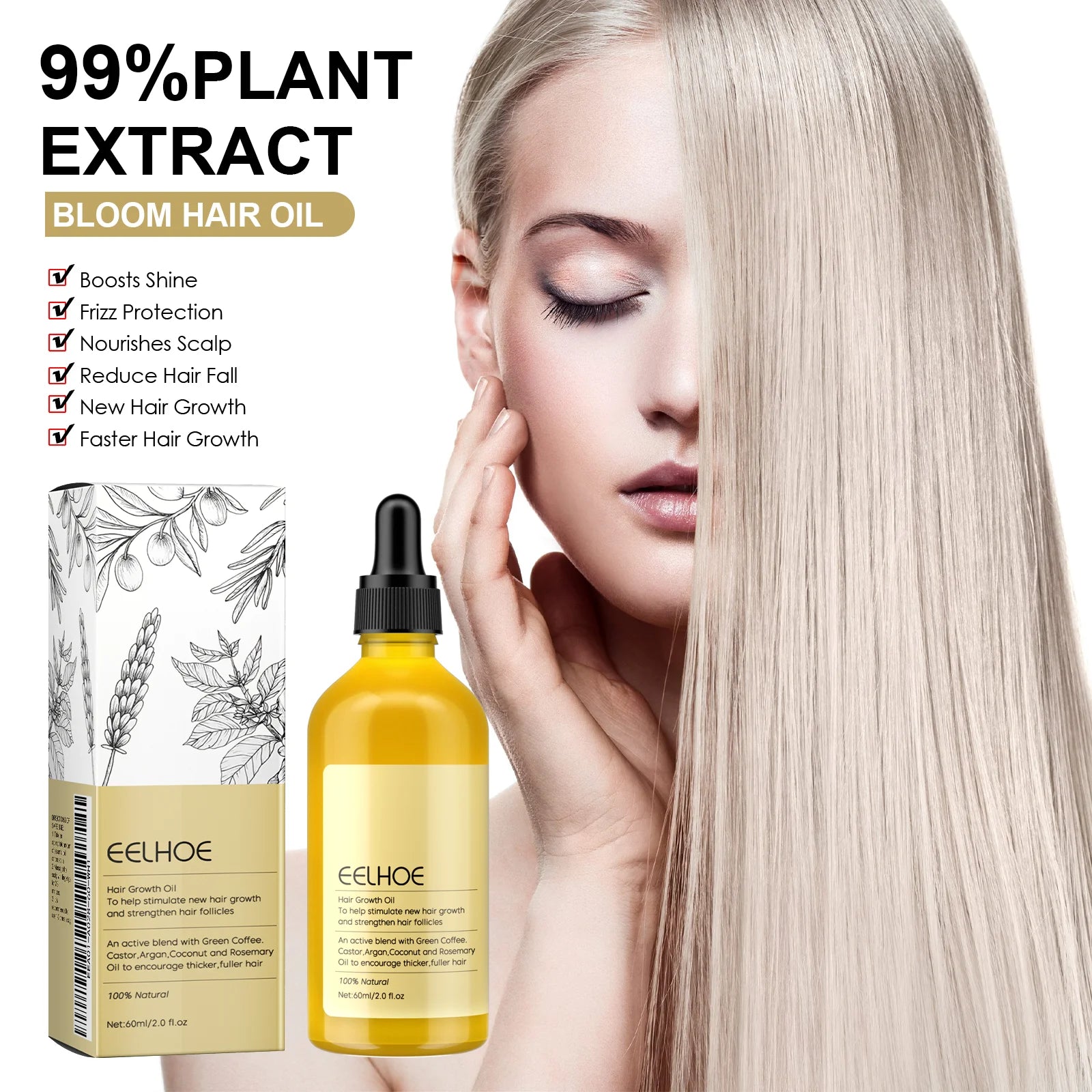 Rosemary Hair Growth Oil 60ml Anti Hair Loss Treatment For Thicker Hair Repairing Dry Damaged Hair Scalp Care With Argan Oil Zpaxo