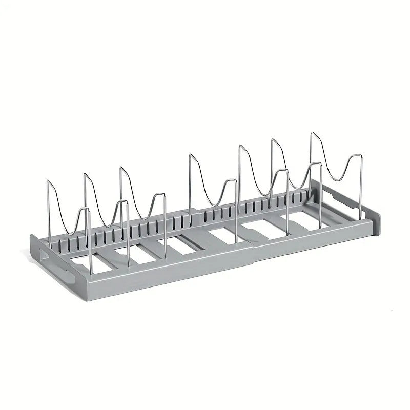 Expandable Kitchen Cabinet Pot Organizer Rack, Adjustable Divider, Multi-purpose Pots And Pans Storage Solution Zpaxo GRAY