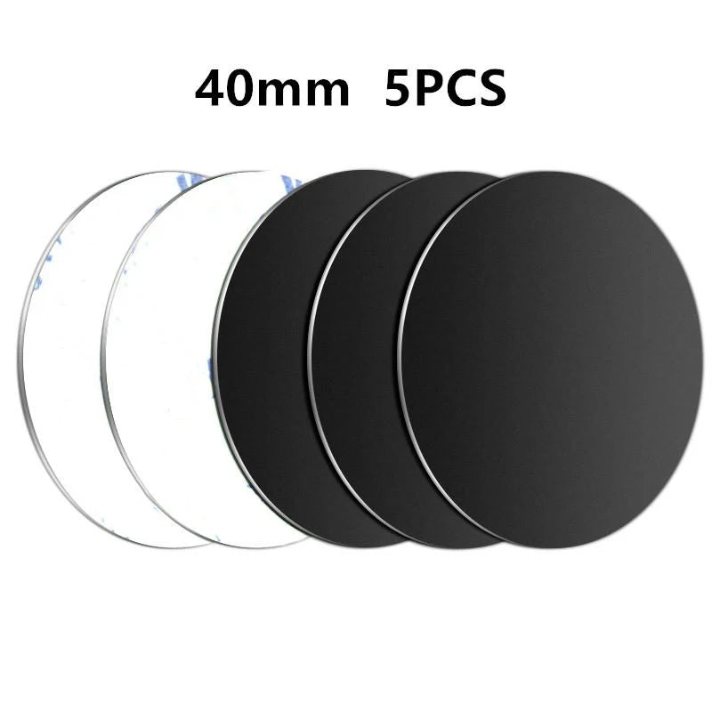 5pcs Magnetic Metal Plate Magnetic Car Phone Metal Plate Disk Universal Metal Disk Sticker Mount Mobile Phone For iPhone Xiaomi Zpaxo 5PCS Black 40x40