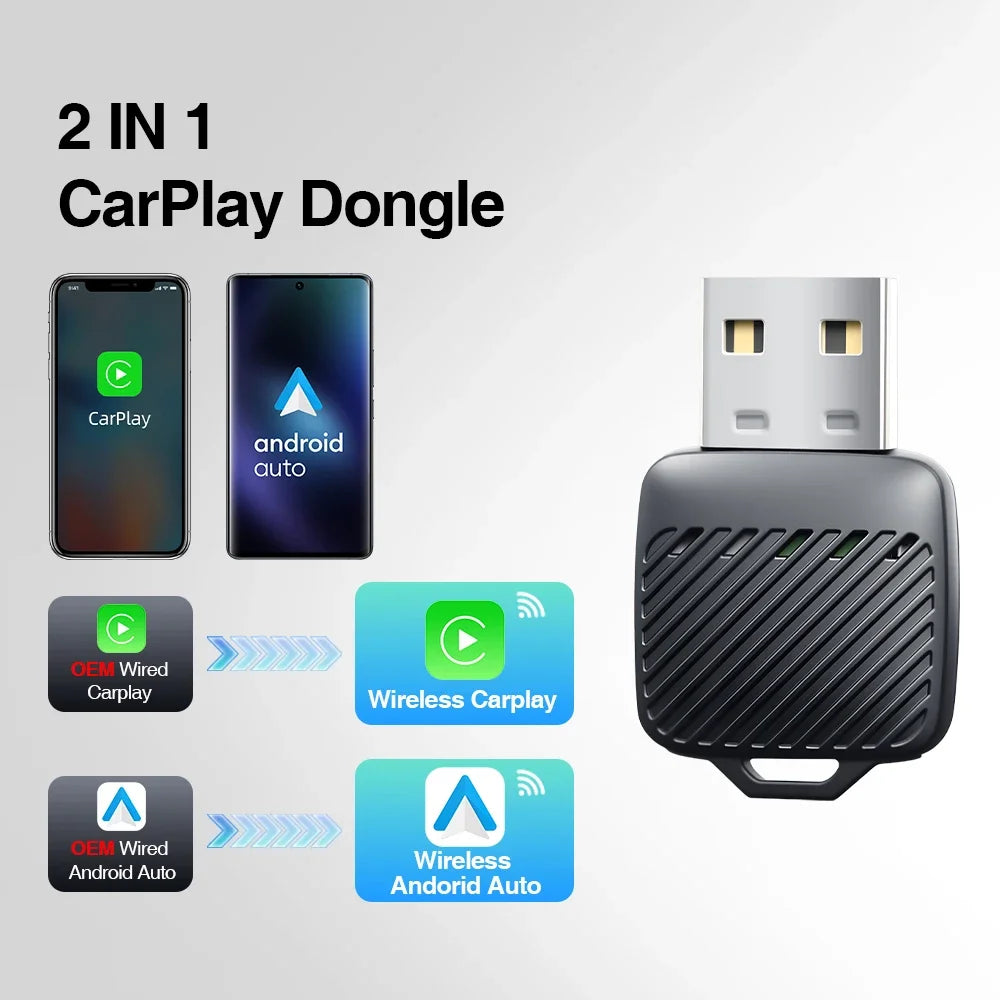Wireless Carplay Android Auto 1 Adapter AI Smart Box Dongle Wired Car Zpaxo AACARPLAY