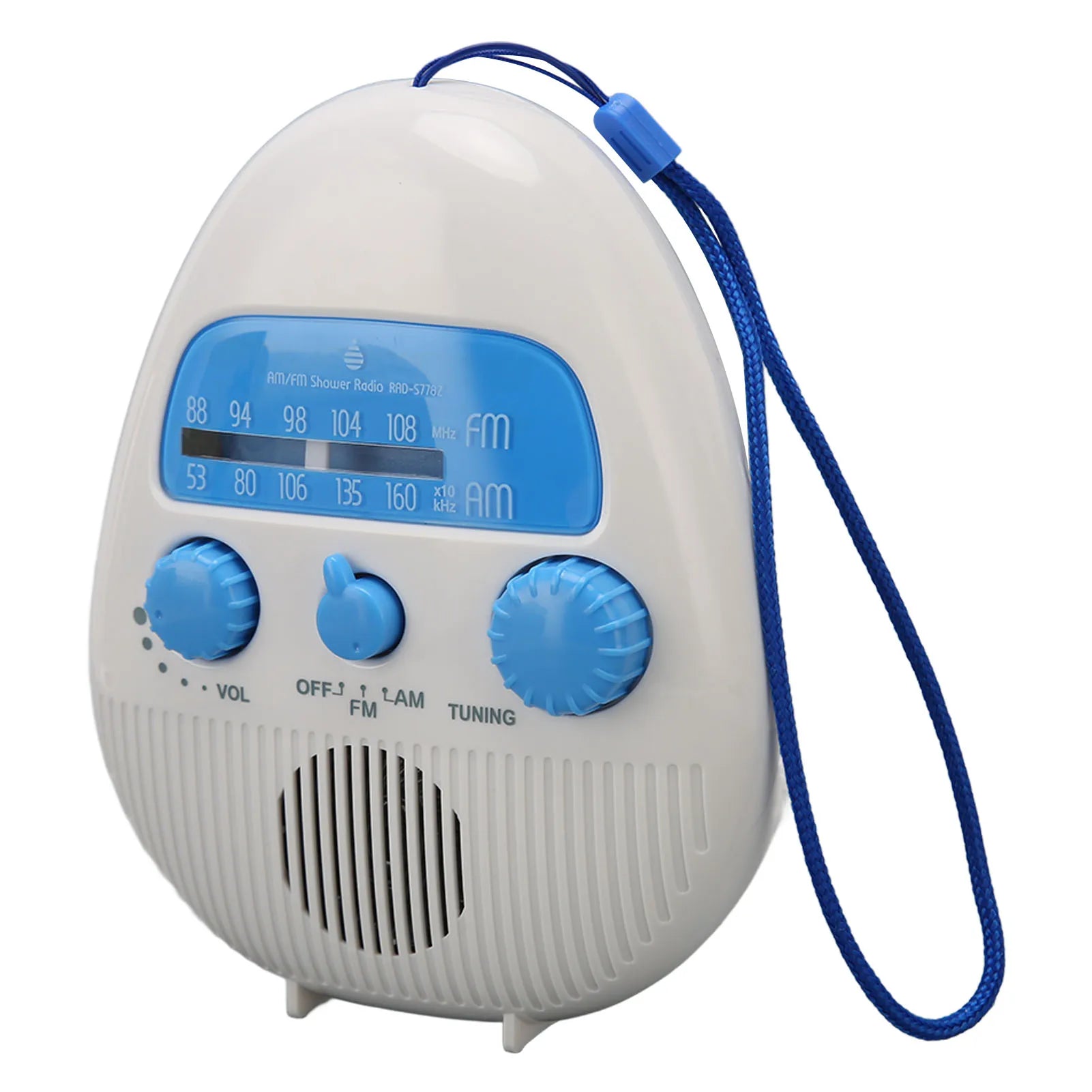 AM FM Shower Radio Waterproof Portable ABS Bathroom Built Speaker