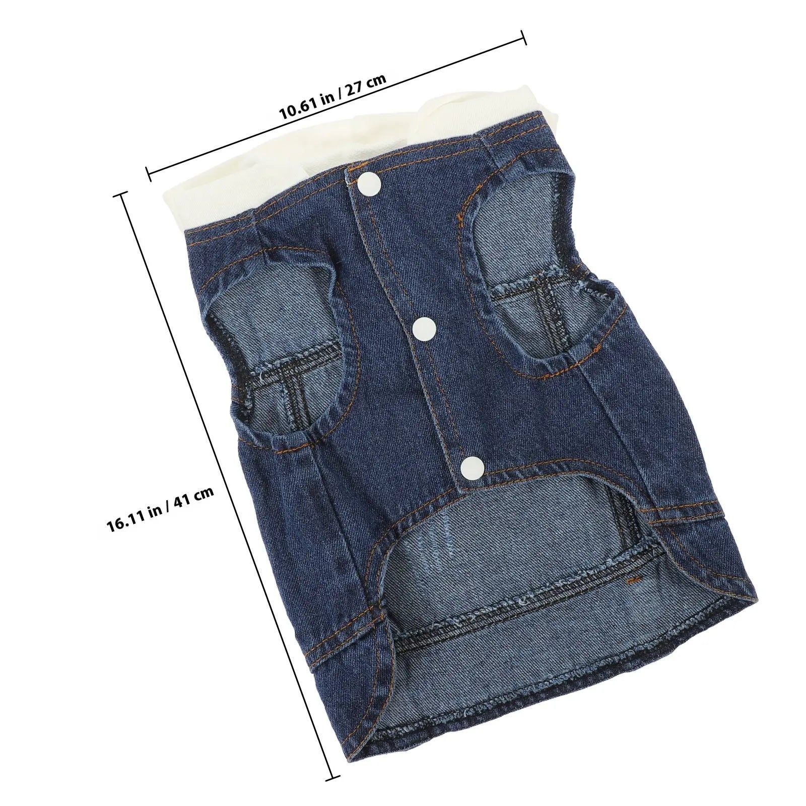 Pet Denim Vest Cool Retro Jeans Jacket Lapel Collar Button Closure