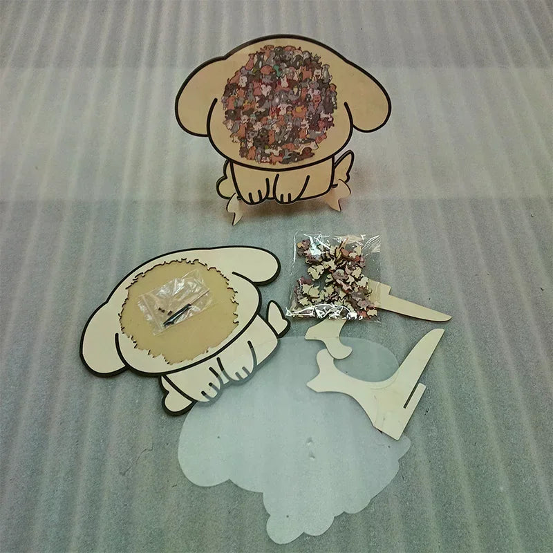 Dog Bear Shaped Puzzle With Animal Shards Wooden Jigsaw Puzzle Unique Irregular Animal Decorations Collectible Gift Challenging Zpaxo