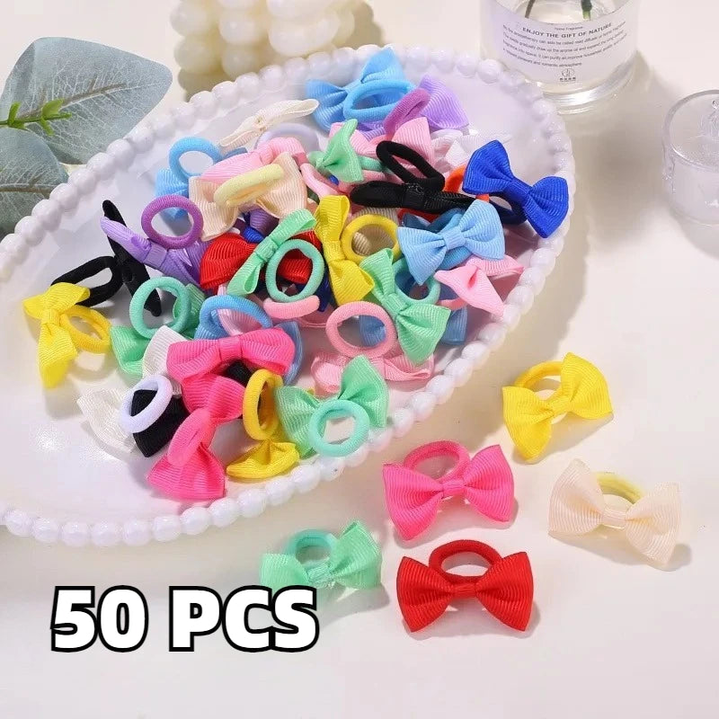 Cute Bow Elastic Non-slip Hair Ties | Suitable for All Occasions: Festive Photography, Fun Soft Hair Accessories Zpaxo 50pcs