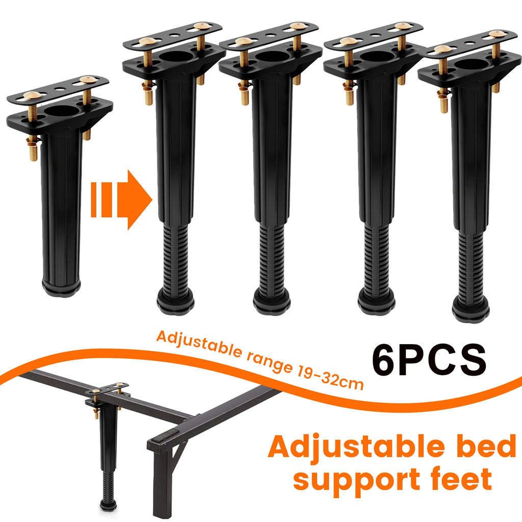 6/4pcs Bed Support Legs Adjustable Height 19-32cm Bed Frame Center Support Legs Metal Bed Replacement Legs for Bed Frame/Bed Ce Zpaxo