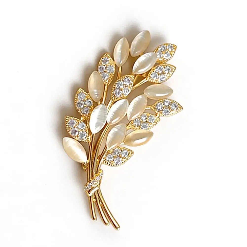 Luxury Zircon Tulip Flower Pearl Brooches For Women Fashion Crystal Floral Leaf Lapel Pins Banquet Patry Clothes Corsage Jewelry Zpaxo A