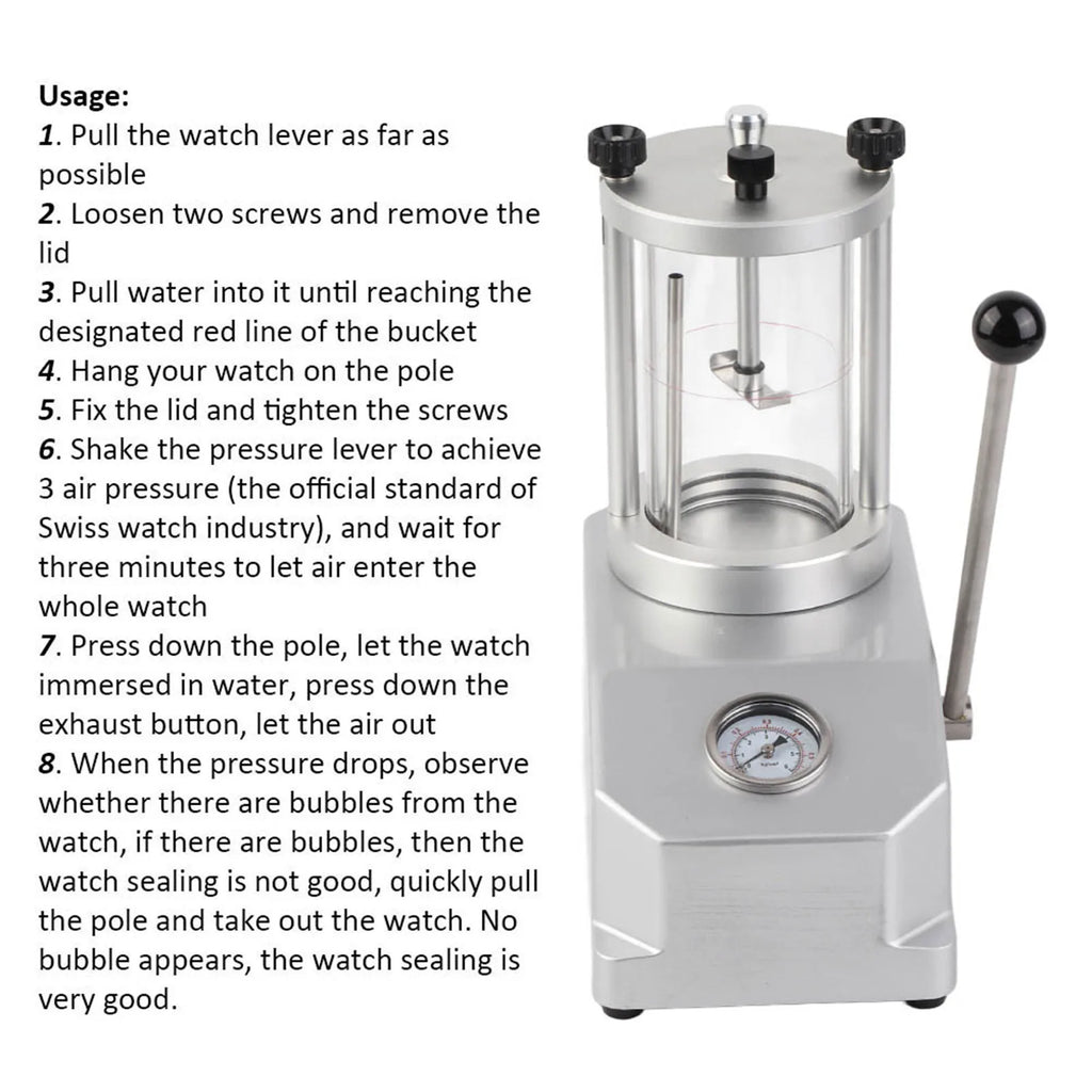 Watch Pressure Tester Water Resistant Tool 6 ATM 2 Watches Case