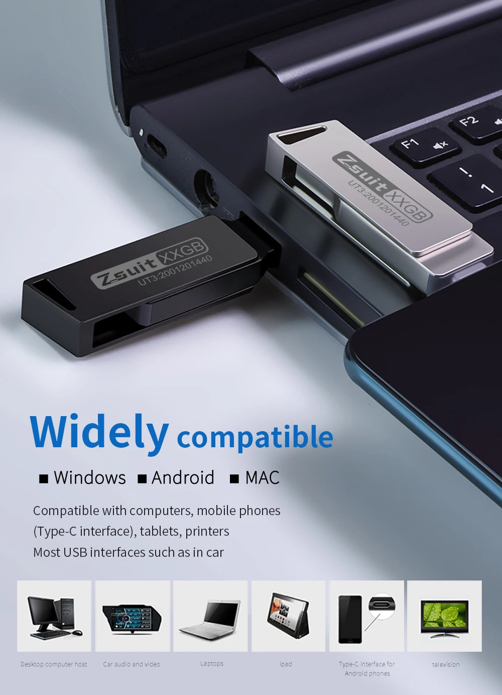 Zsuit 10 pcs/lot 32G USB Flash Drive Metal Memory Stick USB 3.0 Flash Drive 64G 128G 32GB Double C Disk c USB Flash Drive Zpaxo