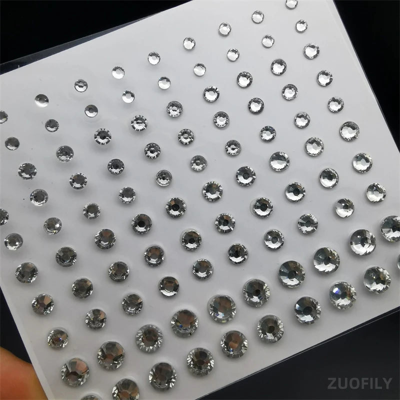 Mixed Size Eyeshadow Face Diamonds for Music Festival Halloween Party Jewelry Stickers Self Adhesive Fake Tattoo Nail Rhinestone Zpaxo D1