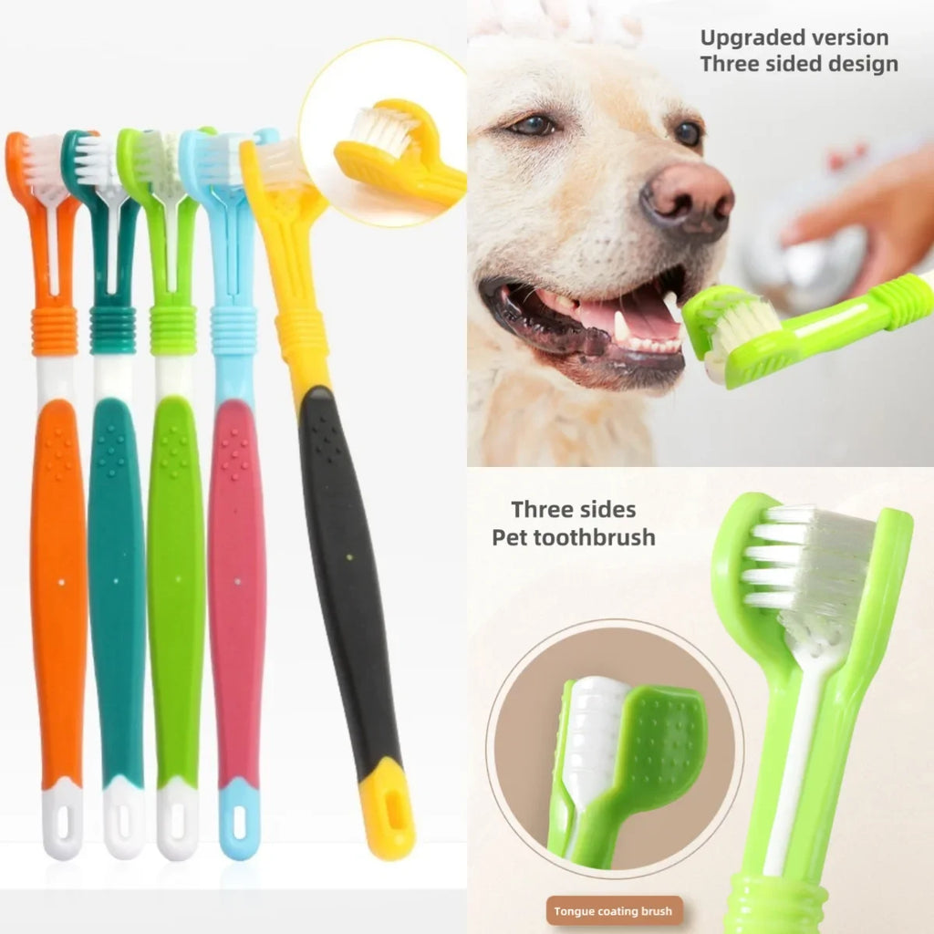 3-Sided Pet Toothbrush Dog Plastic Removing Tartar Cleaning Mouth