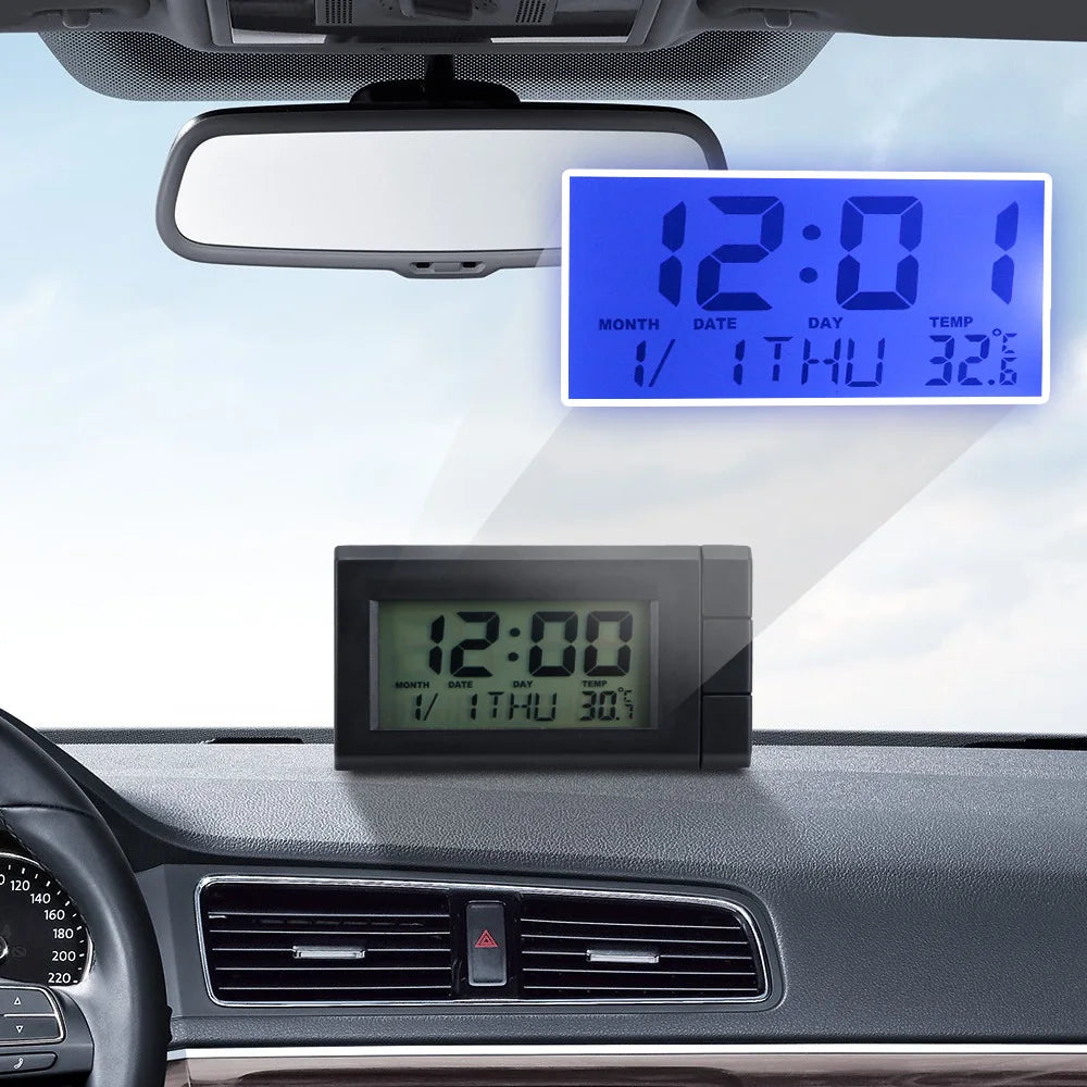 Car Ornaments LCD Digital Display Clock Temperature Electronic Auto