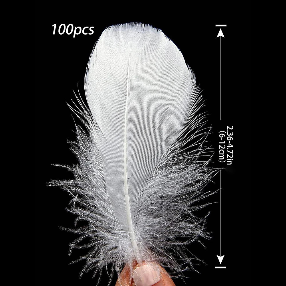 100Pcs White Feather Goose Feathers for Crafts DIY Wedding Party Halloween Decoration Goose Nagoire Feathers Zpaxo