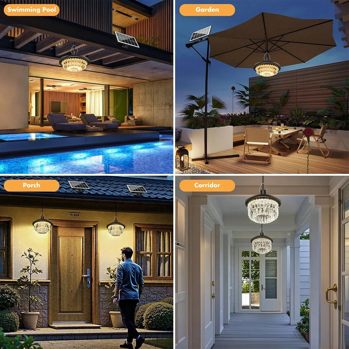 Crystal Pendant Lights Outdoor Indoor Solar Shed Splitlight Remote Zpaxo