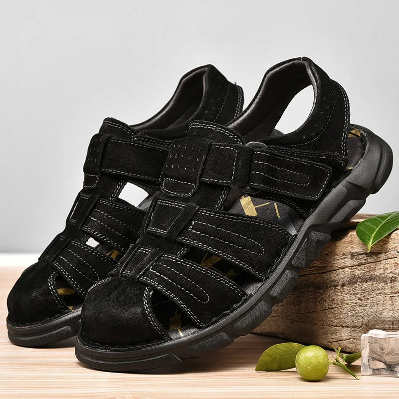 Summer Men Sandals Leather Mens Casual Shoes Outdoor Beach Roman Zpaxo 9973 38