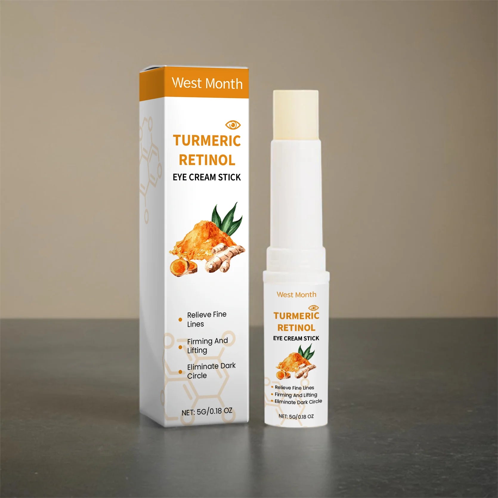 Turmeric Retinol Eye Cream Stick Remove Dark Circles Fade Fine Lines Anti Eye Bags Puffiness Lift Firming Brightening Eye Care Zpaxo 5g boxed
