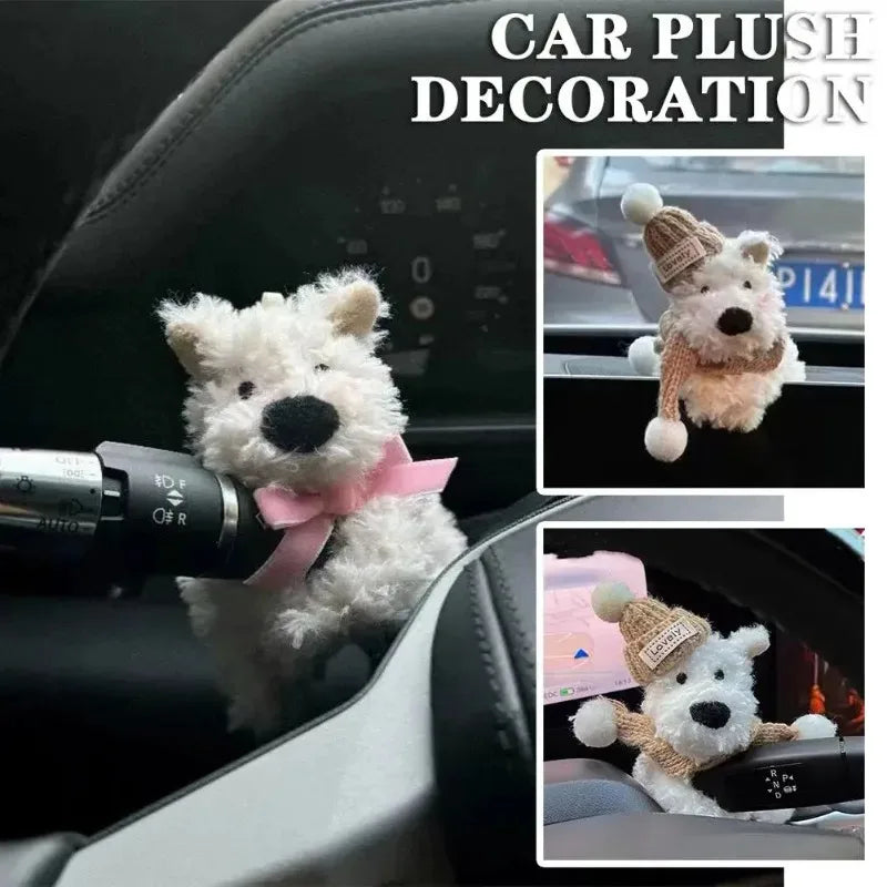 Car Dog Plush Toy Car Dashboard Decoration Switch Cover Automotive Interior Accessory In-Car Center Console Ornament