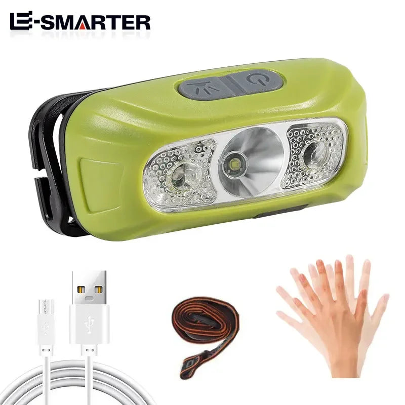 ESMARTER Mini LED Sensor Headlamp – USB Rechargeable & Waterproof