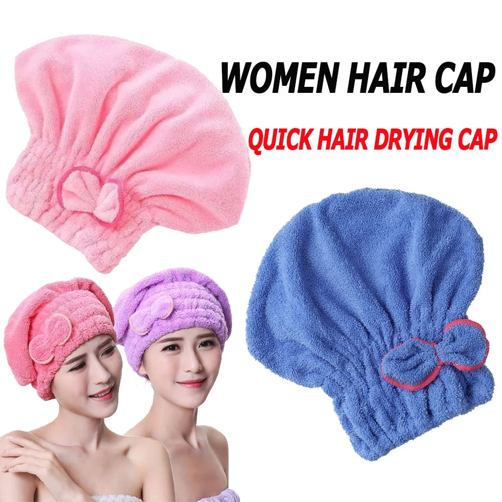 1Pc Women Hair Cap Microfibre Quick Hair Drying Bath Spa Bowknot Cap Wrap Towel Hat for Bath Bathroom AccessoriesShower Cap Zpaxo