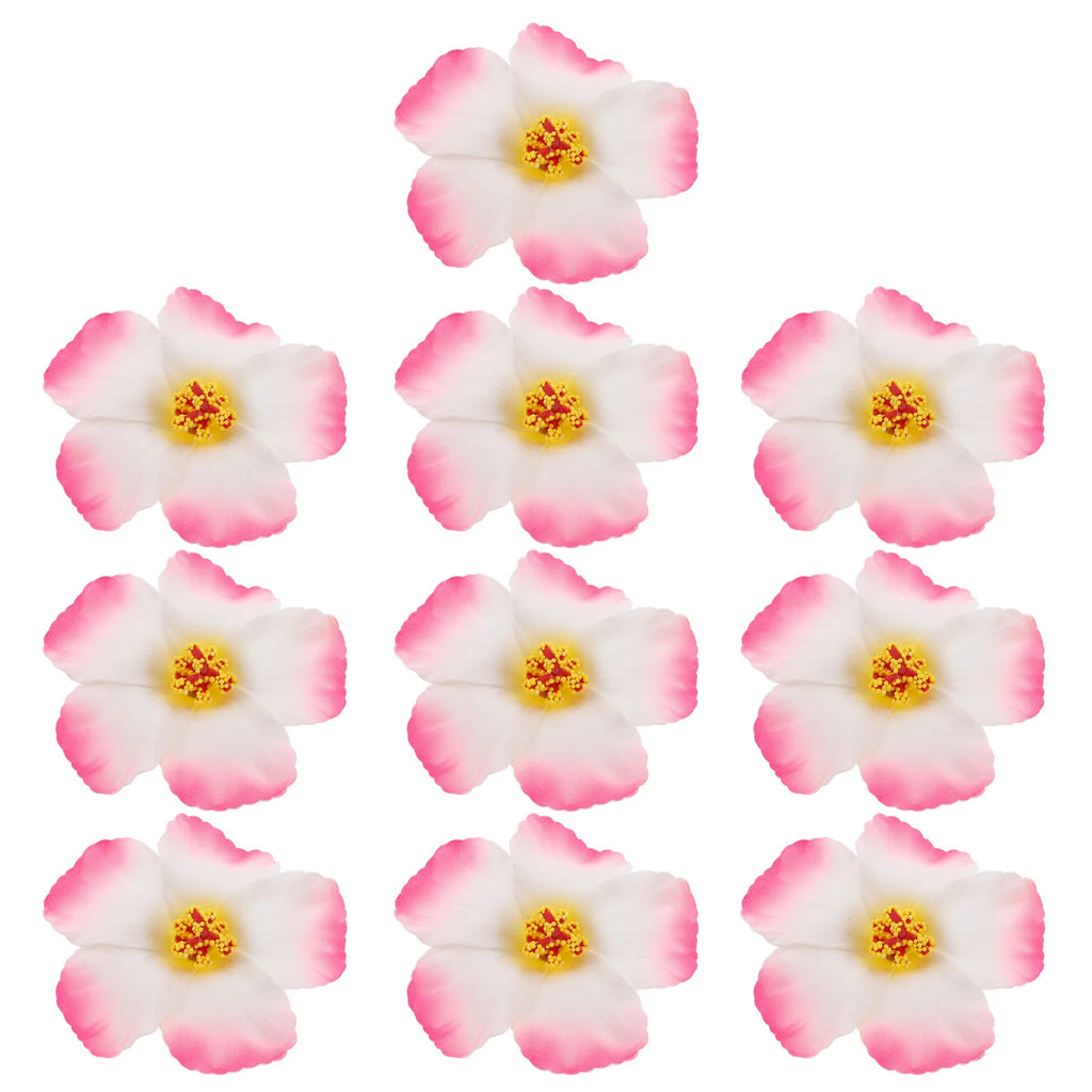 10Pcs Artificial Hibiscus Flowers Realistic Hawaiian Faux Flowers for Tropical Luau Beach Wedding Party Decoration Supplies Zpaxo