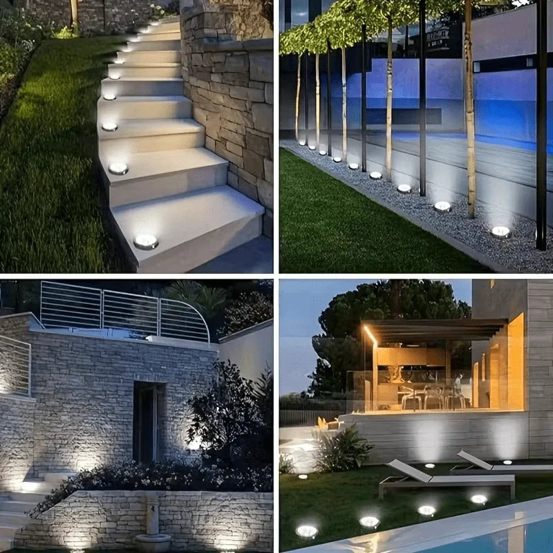 1- LED Outdoor Solar Power Floor Lamps Waterproof Underground Lawn Zpaxo