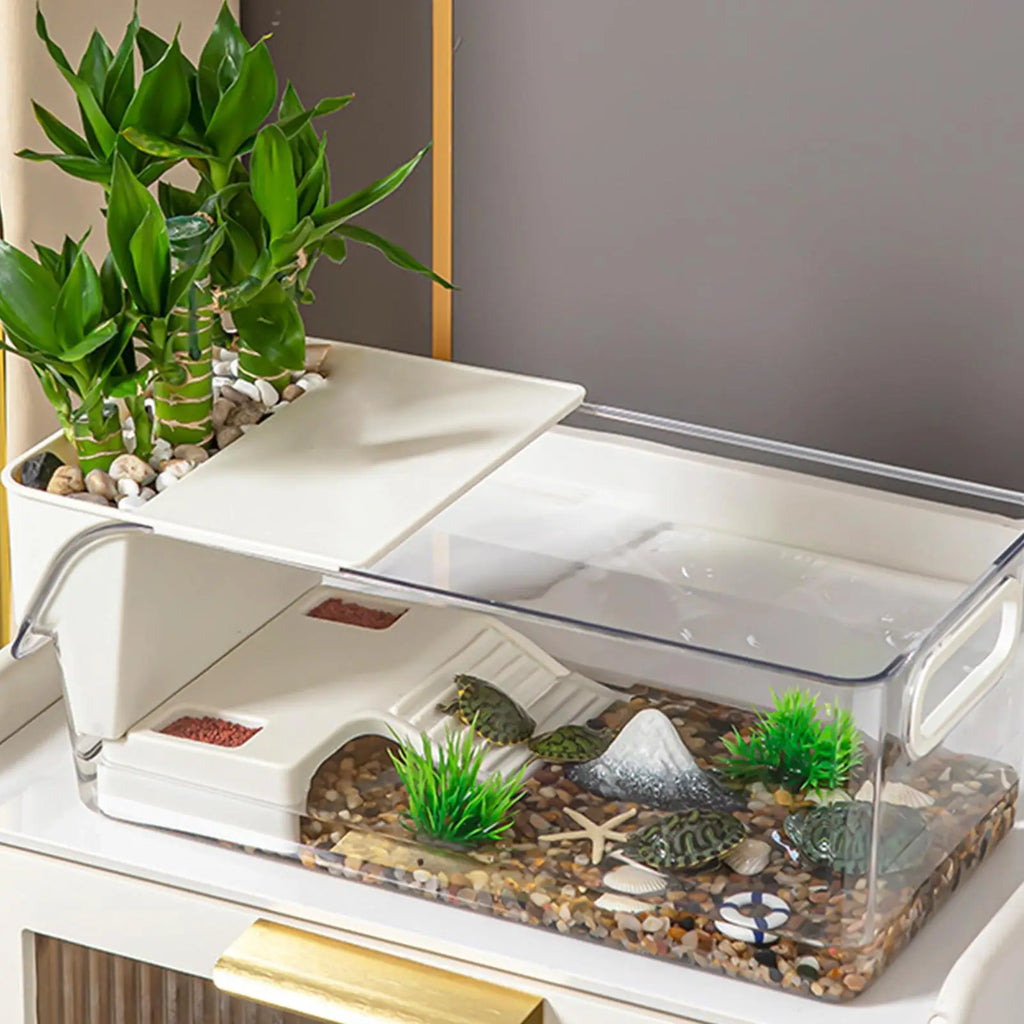 Turtle Tank Cage Clear Area Habitat Basking Stage Crayfish Crabs