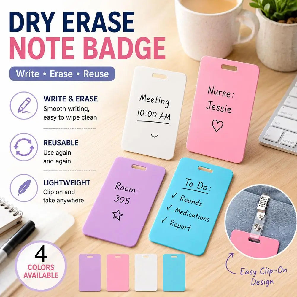 Reusable Erasable Nurse Badge Notepad Card with Pen Erasable Badge Notepad Zpaxo