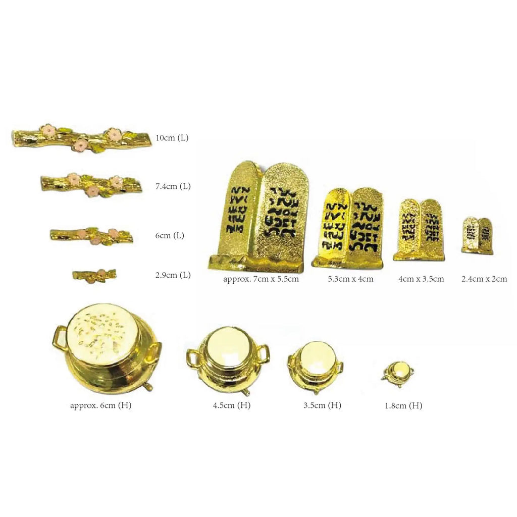 Ark of the Covenant 3-Piece Metal Set – Golden Jar & Aaron's Rod Religious Figurine Set Zpaxo