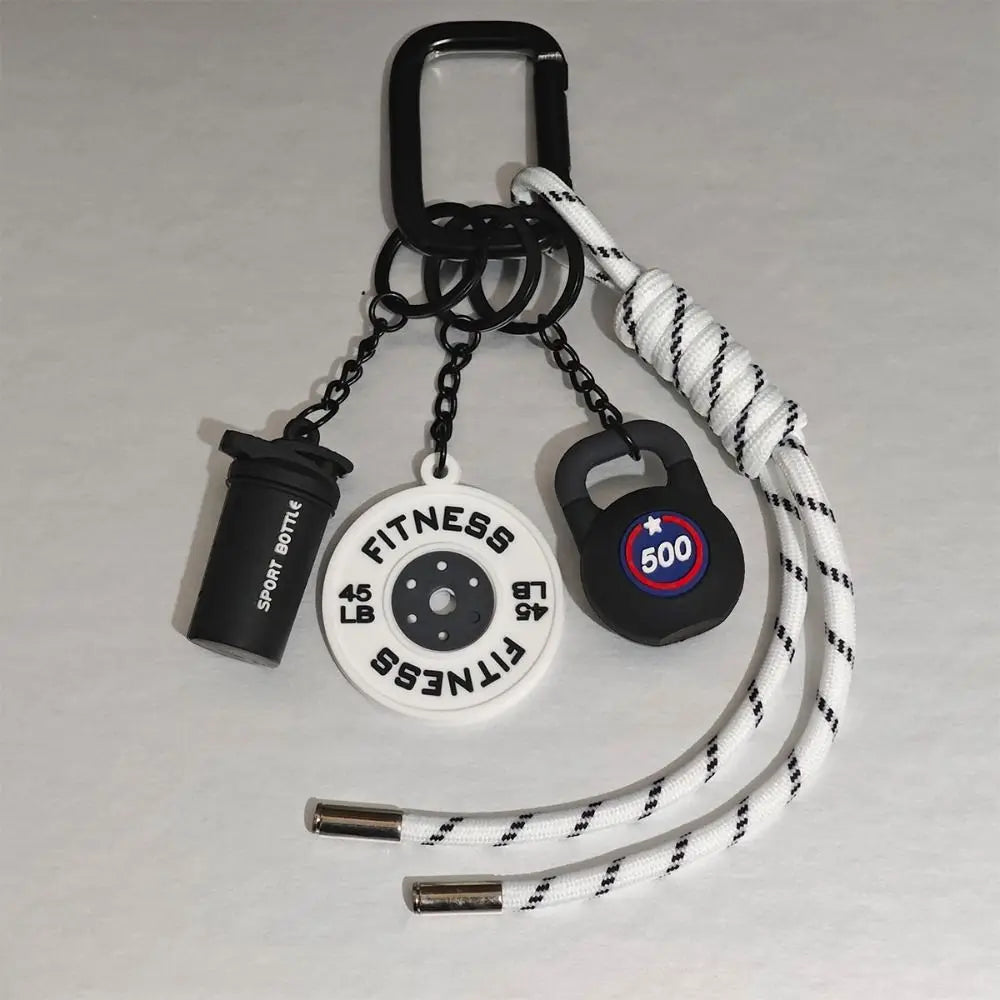 Mini Barbell Plates Key Chain Rectangular Buckle Kettlebells Simulation Dumbbells Keyring Bag Charm Creative Zpaxo