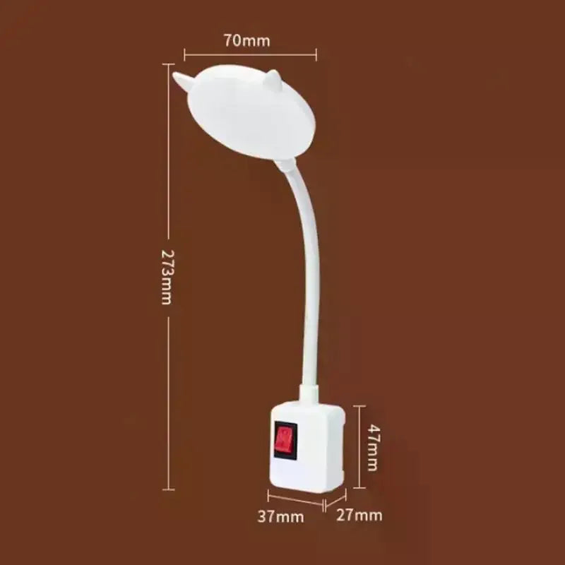 Desk Lamp LED Nightlight Plug Flexible Study Reading Lights Switch Zpaxo