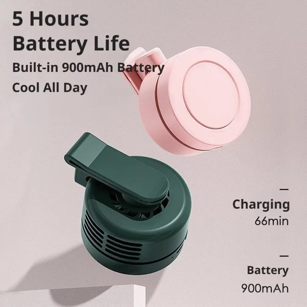 900mah 3 Speeds Portable Mini Clip Fan Hanging Waist Neck Rechargeable Battery Air Cooling for Outdoor Work Hiking Travel ﻿ Zpaxo