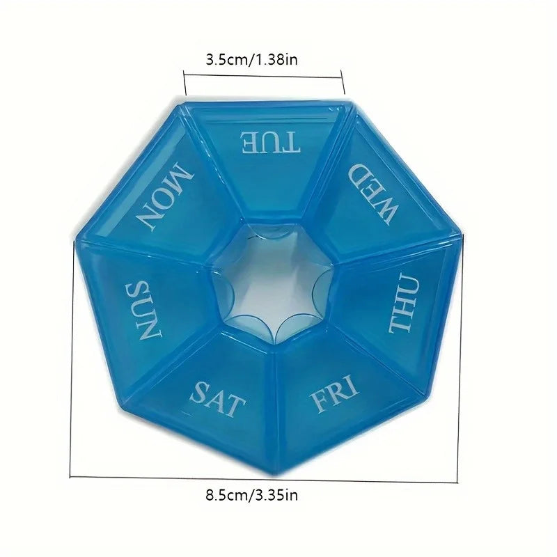 Convenient 7-Grid Pill Box Organizer Rainbow Colors Perfect Weekly