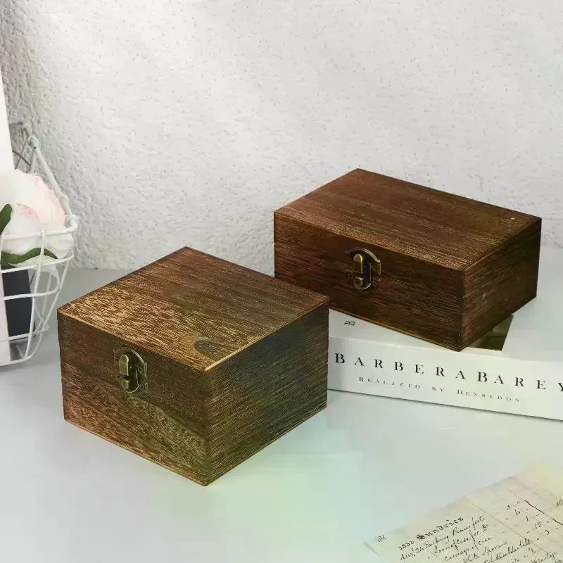 Rectangular Wooden Storage Box Retro Jewelry Desktop Home Decoration Zpaxo