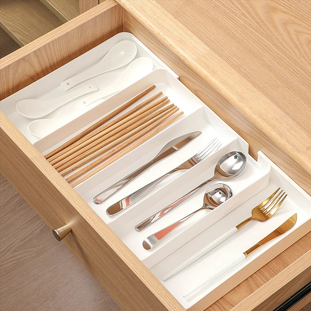 Expandable Drawer Organizer 5 Compartments Cutlery Drawer Storage Organizer Drawer Divider for Kitchen Home Office Zpaxo