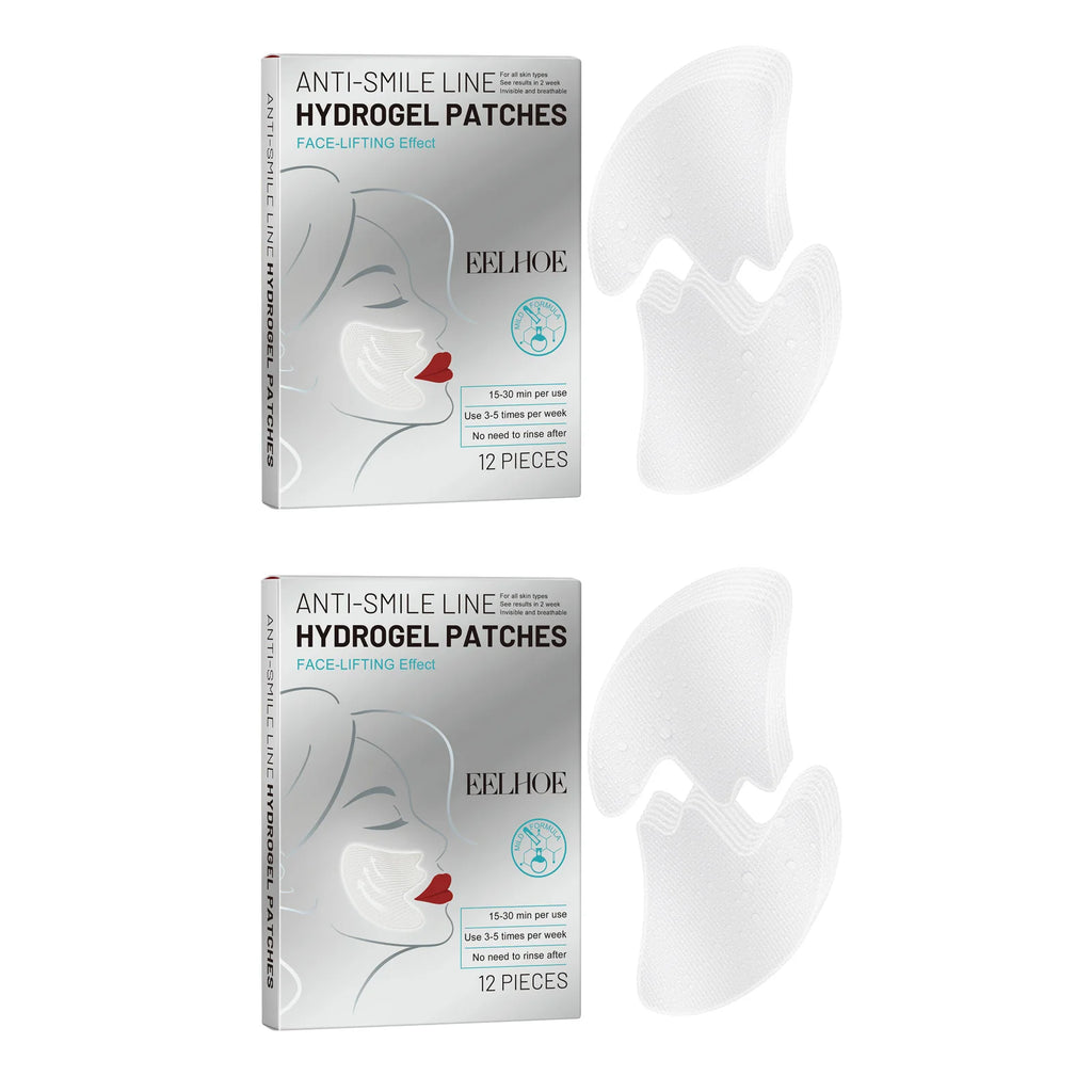 Eelhoe Smile Lines Patches – Nasolabial Fold Anti-Aging Mask Anti-Aging Face Patch Zpaxo 2 x 12Pcs Boxed