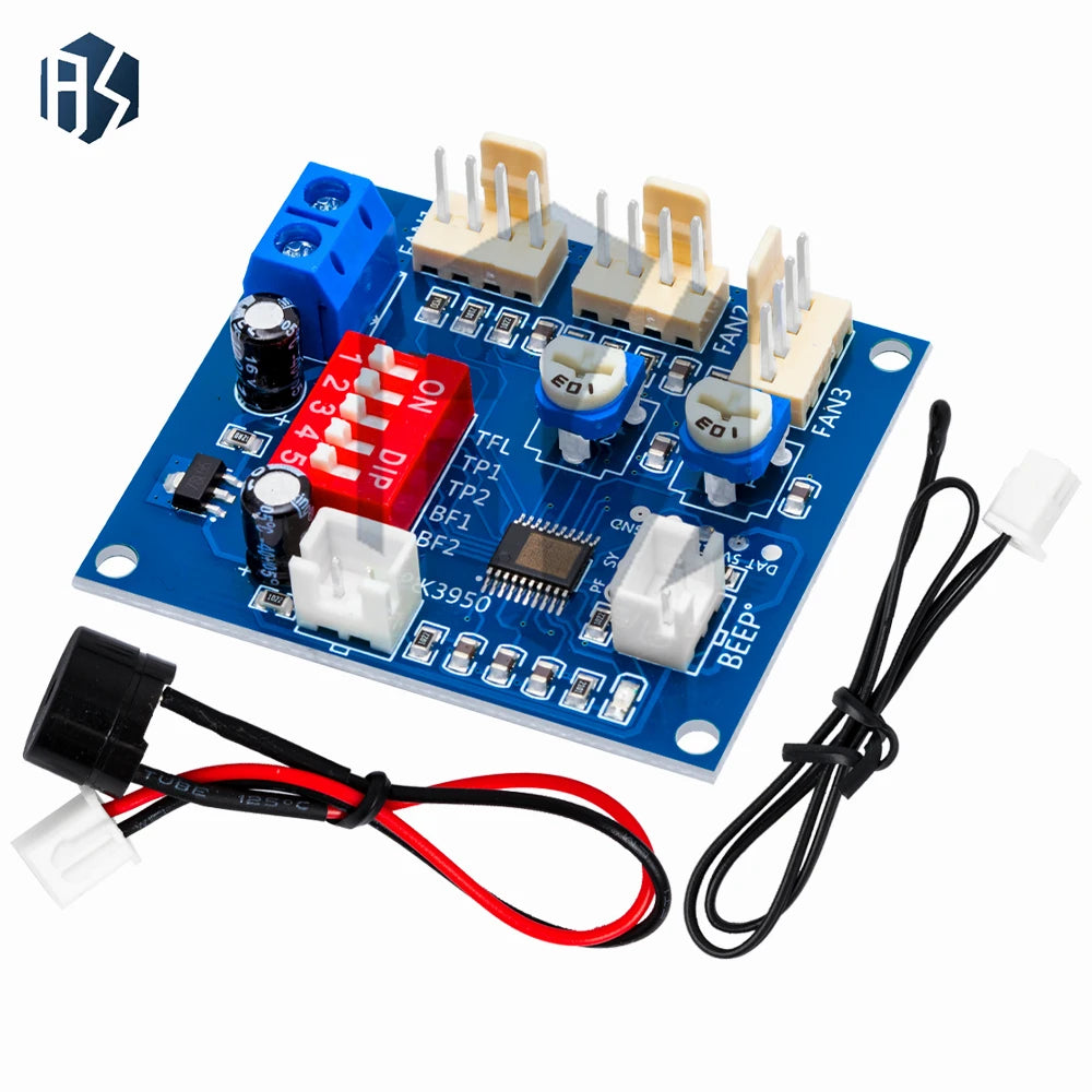 DC 12V 5A PWM PC CPU Fan Temperature Control Speed Controller Module Buzzer High-Temp Alarm NTC B 3950 Thermistor 50K Zpaxo
